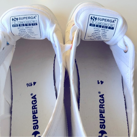 NEW SUPERGA White Classic Sneakers Cotton Canvas Laced - Picture 5 of 13